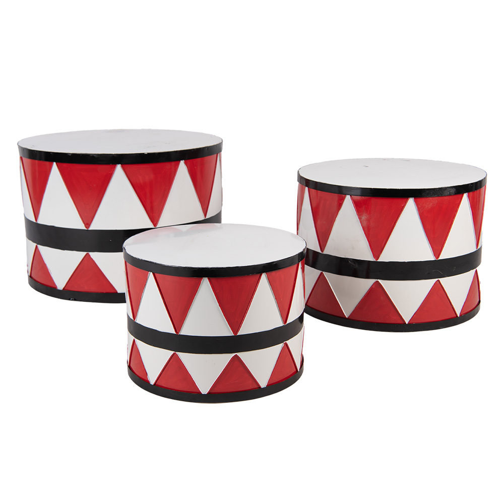 [6Y5732] Decoratie Trommel (set van 3) Ø 47x32 / Ø39x28 / Ø 31x22 cm