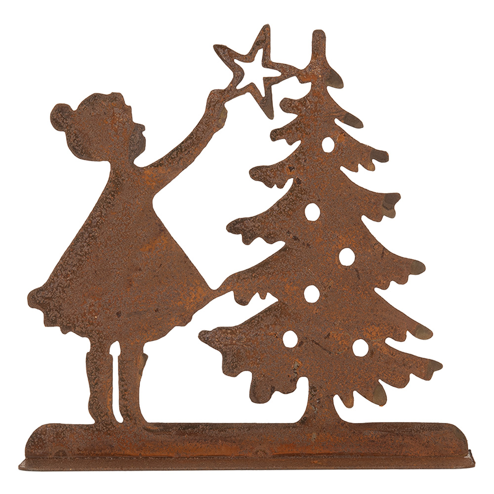 Decoratie kind met kerstboom 14x5x14 cm