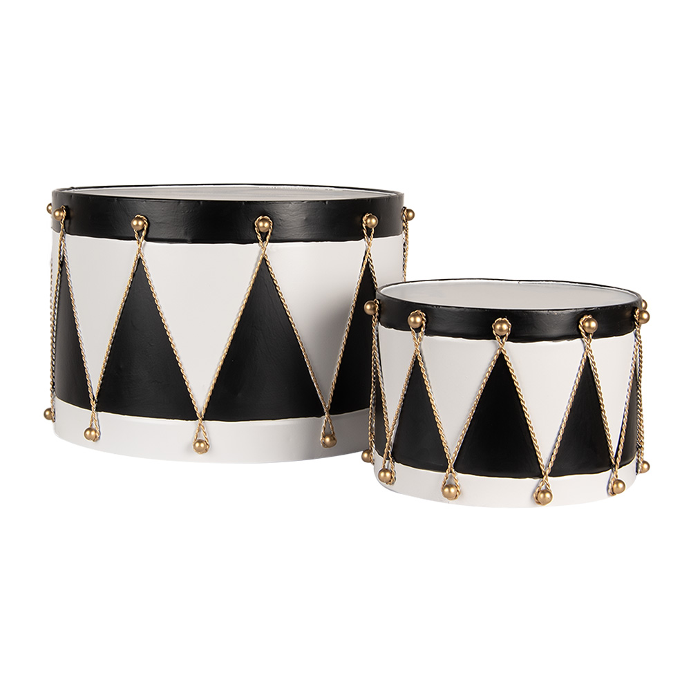 [6Y5806] Decoratie Trommel (set van 2) Ø 40x25 / Ø 26x17 cm