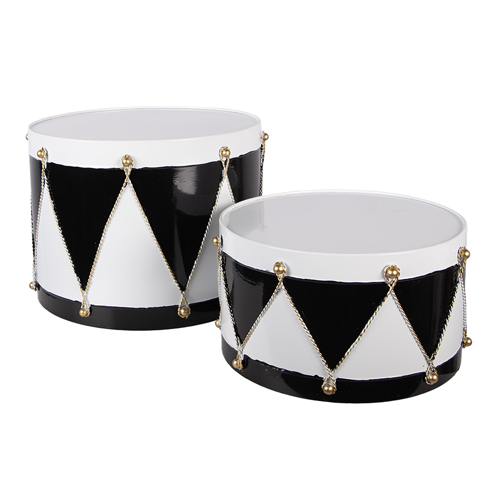 [6Y5989] Decoratie Trommel (set van 2) Ø 37x26 / Ø 32x17 cm