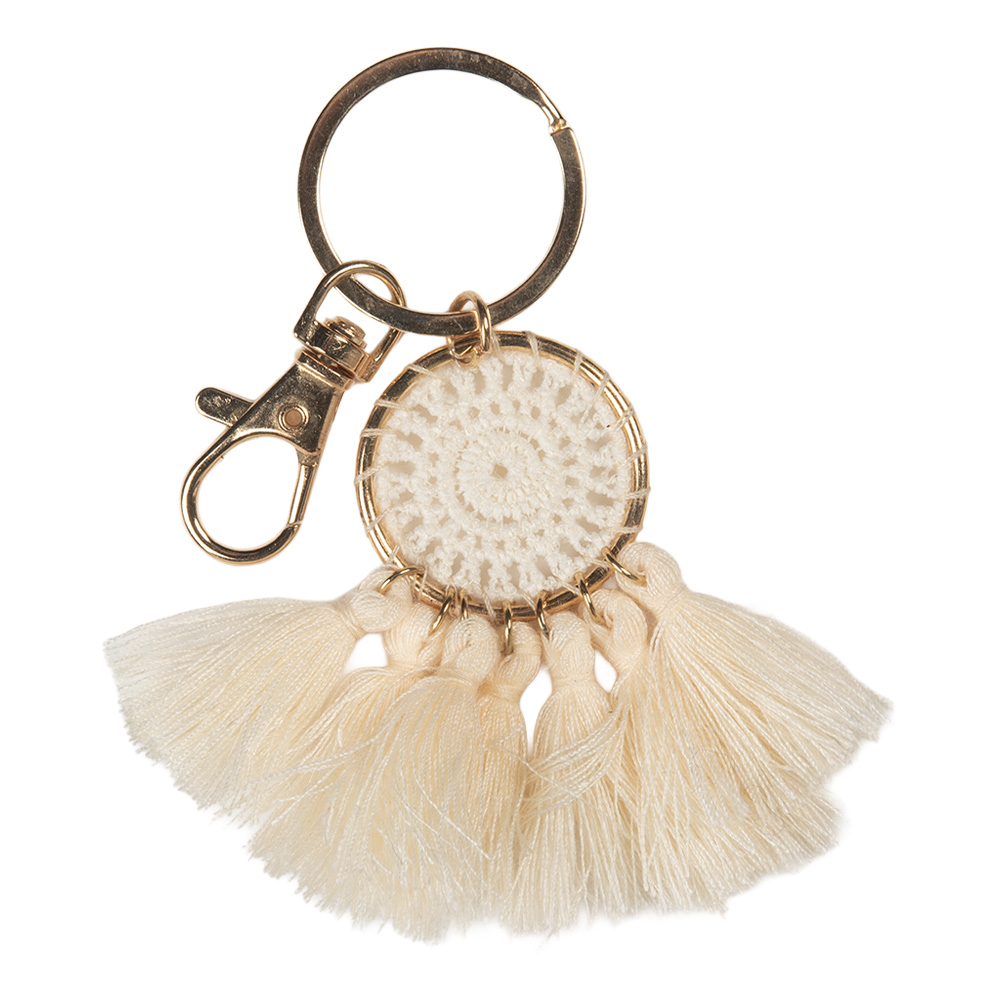 Sleutelhanger beige 4x1x7 cm