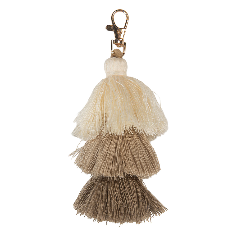 [JZKC0216] Sleutelhanger beige 4x4x13 cm