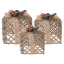 Decoratie cadeau LED (3) 25x25x30/20x20x24/15x15x17 cm /6xAA