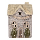 Decoratie huisje met LED 6x6x10 cm