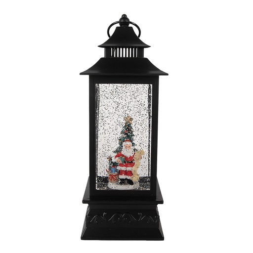 Decoratie lantaarn met kerstman 10x10x28 cm / 3xAA