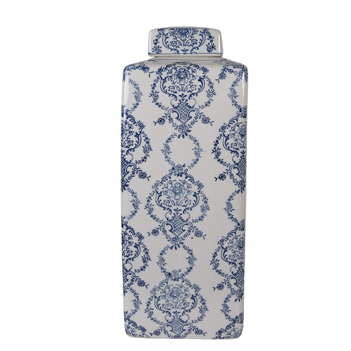 Decoratie pot met deksel 16x16x41 cm