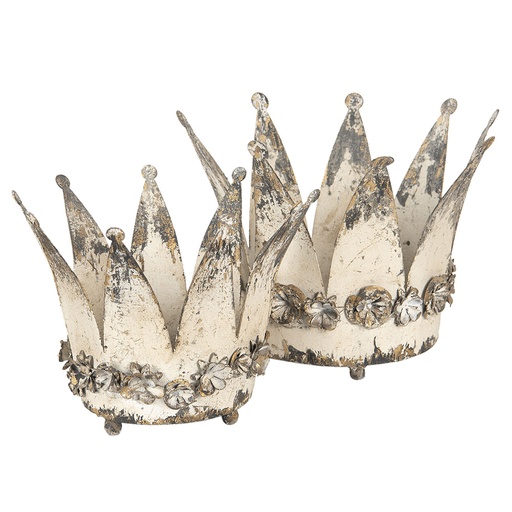 Decoratie kroon / Waxinelichthouder (2) Ø 33x24 / Ø 25x20 cm