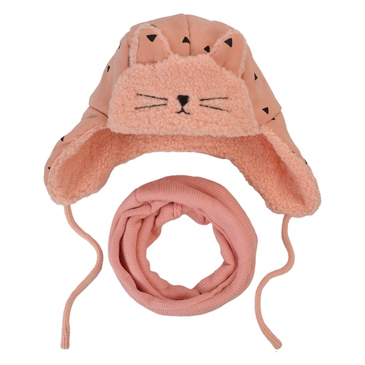Kinder Sjaal / muts set roze
